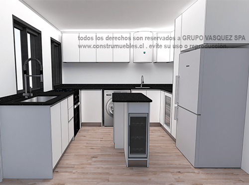 Cocina elegante blanco brillante · Construmuebles