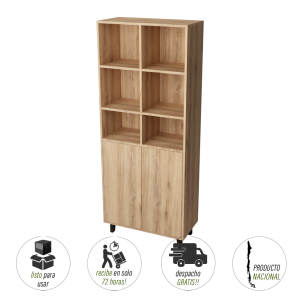 Librero 80cm roble puertas