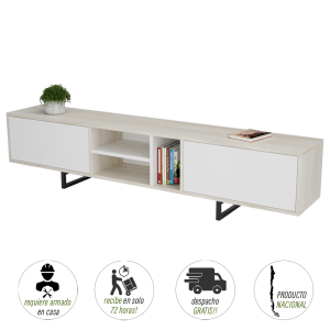 RACK TV 180cm blanco castaño