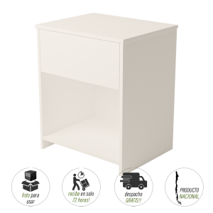 velador 50cm blanco cajon