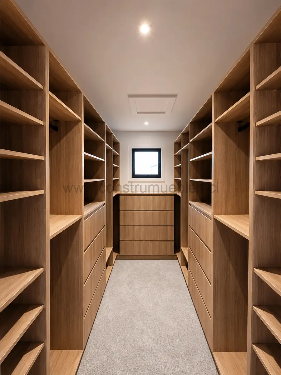 Closet sin puertas · vista abierta · Construmuebles